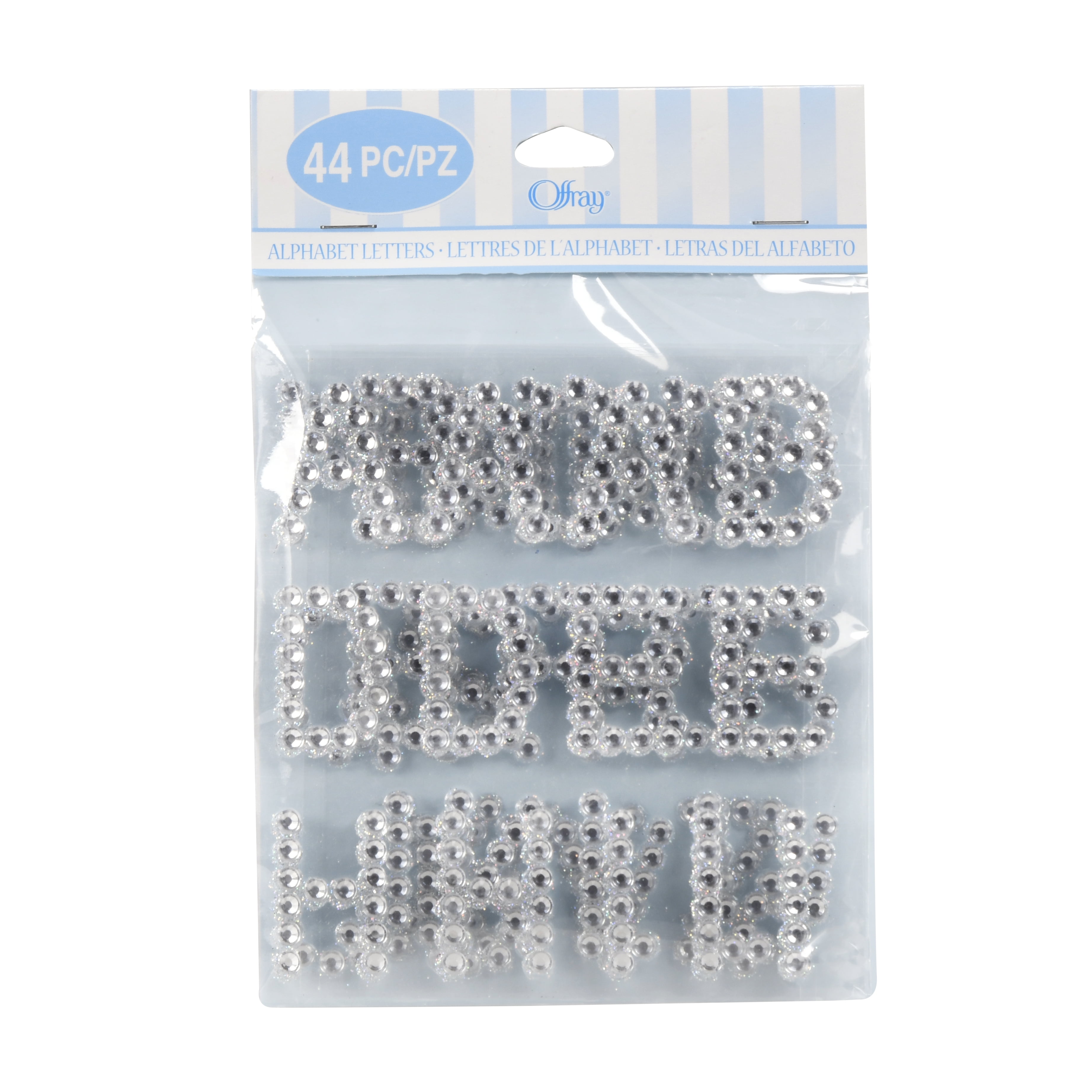 Offray 44pc Rah Rah Iron On Alphabet Ribbon Rhinestones