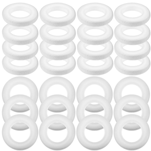 SHISUYAN 30 Pcs Foam Wreaths Diy Foams Round Rings Foam Circles For Crafts Christmas Party