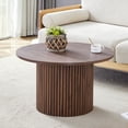 thumbnail image 1 of Noble House 27.5" Round MDF Walnut Coffee Table,Metal Frame,Walnut, 1 of 10
