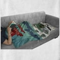 thumbnail image 6 of Christmas Soft Flannel Fleece Throw Blanket, Santa Claus in a Classic Car with Bag of Toys Snow Winter Starry Night New Year, Cozy Plush for Indoor and Outdoor Use, 50" x 60", Teal Red, by Ambesonne, 6 of 6