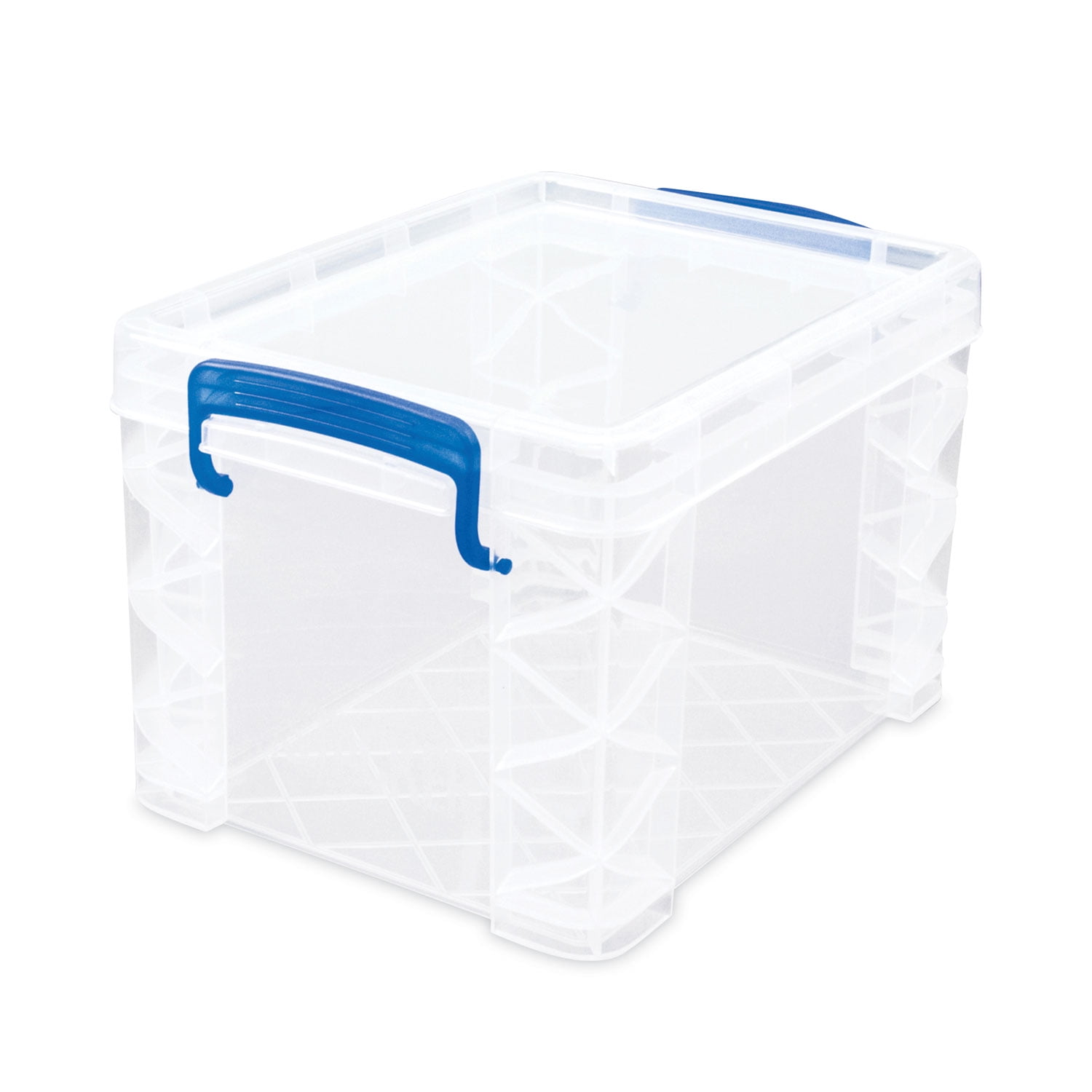 Super Stacker Lift-Off Lid Storage Tote, 7.25" x 10.88" x 6.38", Transparent/Blue | Bundle of 10 Each