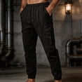 thumbnail image 2 of JUUYY Mens Cargo Pants Drawstring Elastic Waist Casual Athletic Jogger Pants Multi Pocket Loose Lightweight Outdoor Hiking Pants Black L, 2 of 5