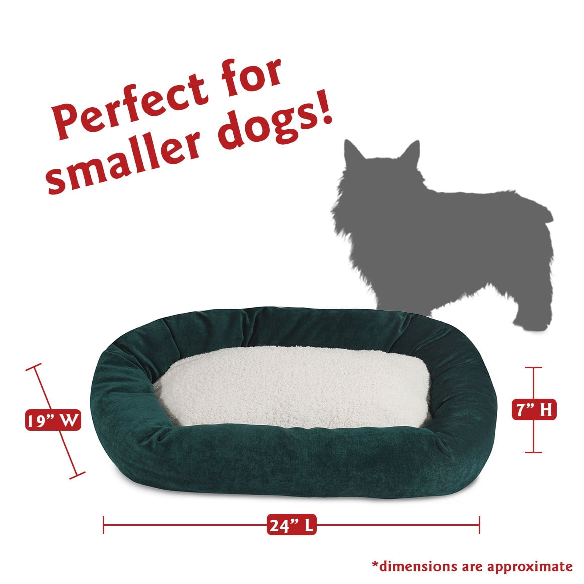 Majestic Pet Sherpa Villa Velvet Bagel Pet Bed for Dogs, Calming Dog Bed Washable, Small, Marine