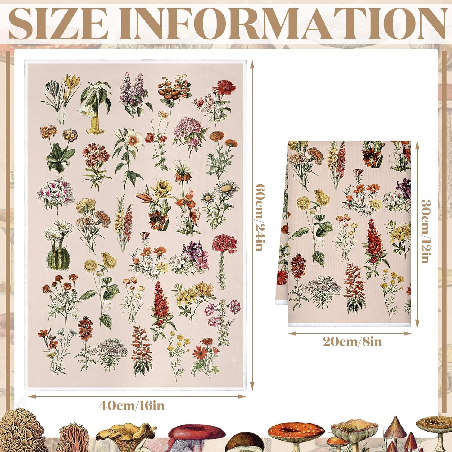 luyaa Set of 6 Daisy Kitchen Towels Spring Floral Gnome Dishtowels Flower Rustic Tea Towels Absorbent Forest Green Hand Wash Cloth 26"x18" for Farmhouse Kitchen Bathroom Housewarming Gift