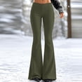 thumbnail image 2 of Xijirk Womens High Waist Flare Pants Solid Stretchy Knit Bell‑Bottom Casual Trousers No Pockets Size:L, 2 of 5