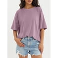thumbnail image 3 of Women's Oversized T-Shirt Loose Round Neck Short Sleeve Top Summer Casual Shirt 2024 Basic T-Shirt, 3 of 5