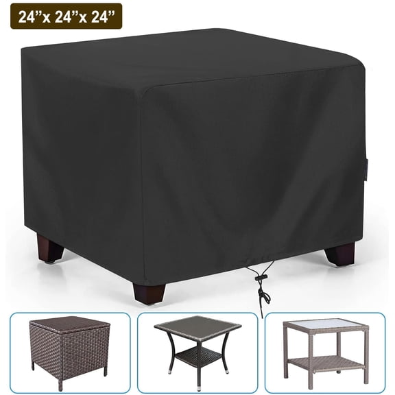 Patio Table Cover for Patio Ottoman Cover,Waterproof Square Outdoor Table Cover for All Weather, 24W x 24D x 24H, Black