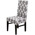 thumbnail image 1 of Dining Chair Cover Set Stretch Spandex Short Dining Chair Slipcovers Removable Washable Decorative Chair Protector Seat Covers for Dining Room Home Wedding Banquet Party Decor (Grey+White, 2 Pack), 1 of 8