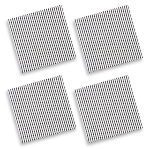 Cackleberry Home Servilletas De Tela De Algodón Tejidas A Rayas En Blanco Y Negro, Juego Cuadrado De 4, 18 Pulgadas