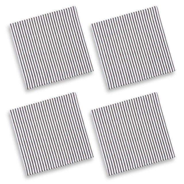 Cackleberry Home Servilletas De Tela De Algodón Tejidas A Rayas En Blanco Y Negro, Juego Cuadrado De 4, 18 Pulgadas