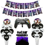 MABOTO Party Supplies Set Happy Birthday Hanging Gaming Banner Birthday Cake Topper Foil Balloons Video Game Theme Decorations Supply Kit for Adults Teens