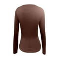 thumbnail image 3 of Femmes Solide Casual Manches Longues T-Shirt Slim Pull Bas Chemise Automne Top, 3 of 4