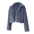 thumbnail image 7 of XFLWAM Women Winter Faux Fur Coat Lapel Soft Fluffy Fleece Cropped Jacket Long Sleeve Warm Thickened Plush Casual Solid Color Outwear Gray S, 7 of 7