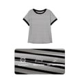 thumbnail image 5 of DOKOTOO Women's Short Sleeve T Shirts Summer Ribbed Knit Crewneck Striped Loose Basic Tee Casual Tops Blouses, 5 of 8