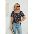 thumbnail image 5 of SHIBEVER Womens Tops Summer Tunic Tops Short Sleeve Casual Floral Pattern V Neck T Shirts Loose Soft Cute Shirts with Button Tops Blouses, 5 of 5