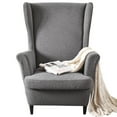 thumbnail image 5 of Eurhowing 2-Piece Wingback Chair Slipcovers with Cushion Cover, Stretch Elastic Jacquard Armchair Cover for Living Room, Furniture Protector for Pets, Kids, Dark Grey, 5 of 13