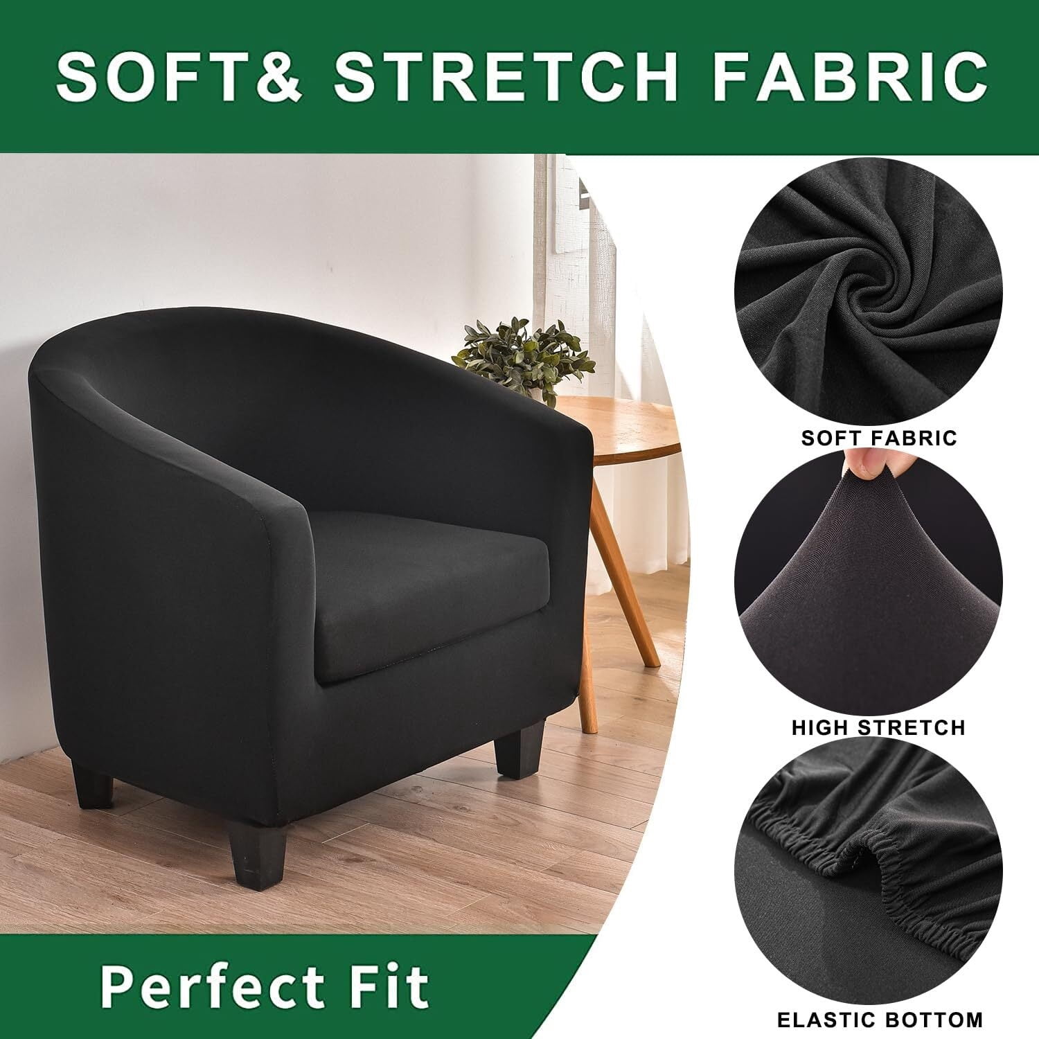LKJYER Club Chair Slipcover 2 Piece Tub Chair Slipcover Stretch Barrel Chair Covers Printed Armchair Covers Removable Sofa Cover Couch Furniture Protector Arm Chair Cover for Living Room