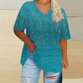 thumbnail image 2 of Jjayotai Women Graphic Print Oversized T Shirt, Short Sleeve Summer Loose Fit Tee Top, Women's Plus Size Topss Dressy Casual V Neck Tunic Blouse, 2 of 6