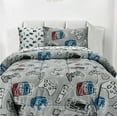 thumbnail image 3 of KIDS RULE 3-Piece Gamer Glow in The Dark Comforter Set, with 1 Full Bed Size Comforter and 2 Standard Pillowcase, Game Controllers Print, Blue, Grey, Gifts for Kids - Full, 3 of 7