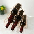 thumbnail image 6 of BinKFF Gold Wine Racks Countertop 9 Bottle,Geometric Stainless Steel Wine Bottle Holder,Compact Small Wine Rack for Cabinet Pantry Bar Table No Assembly Required, 6 of 9