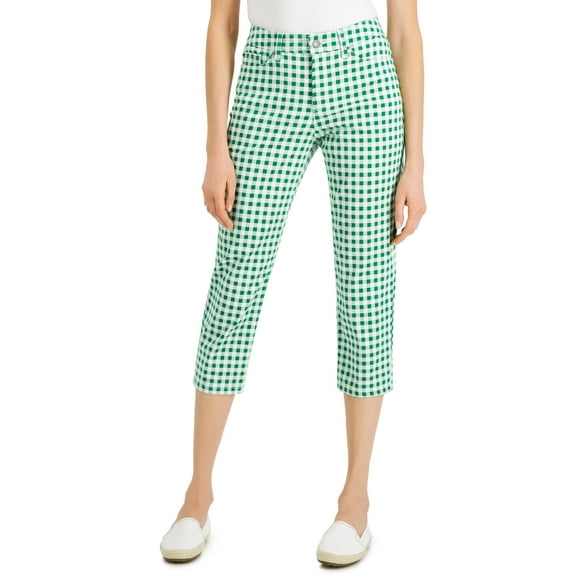 Charter Club Petite Printed Bristol Capri Jeans Bright Myrtle 10P