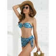 thumbnail image 4 of DARING DIVA Women's Floral Print Bandeau Bikini Sets 3 Pieces XS Blue, 4 of 6