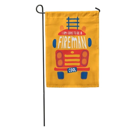 SIDONKU Red Fire Cute Firetruck Applique Engine Cartoon Car Aid Assist Garden Flag Decorative Flag House Banner 12x18 inch