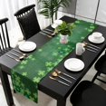 thumbnail image 3 of Shamrock Table Runner 120 Inches Long St. Patricks Day Lucky Shamrocks Green Vintage Wood Grain Rustic Table Runner Dresser Scarves for Dinner Parties Washable Cotton Linen Table Runners 13" x 120", 3 of 6