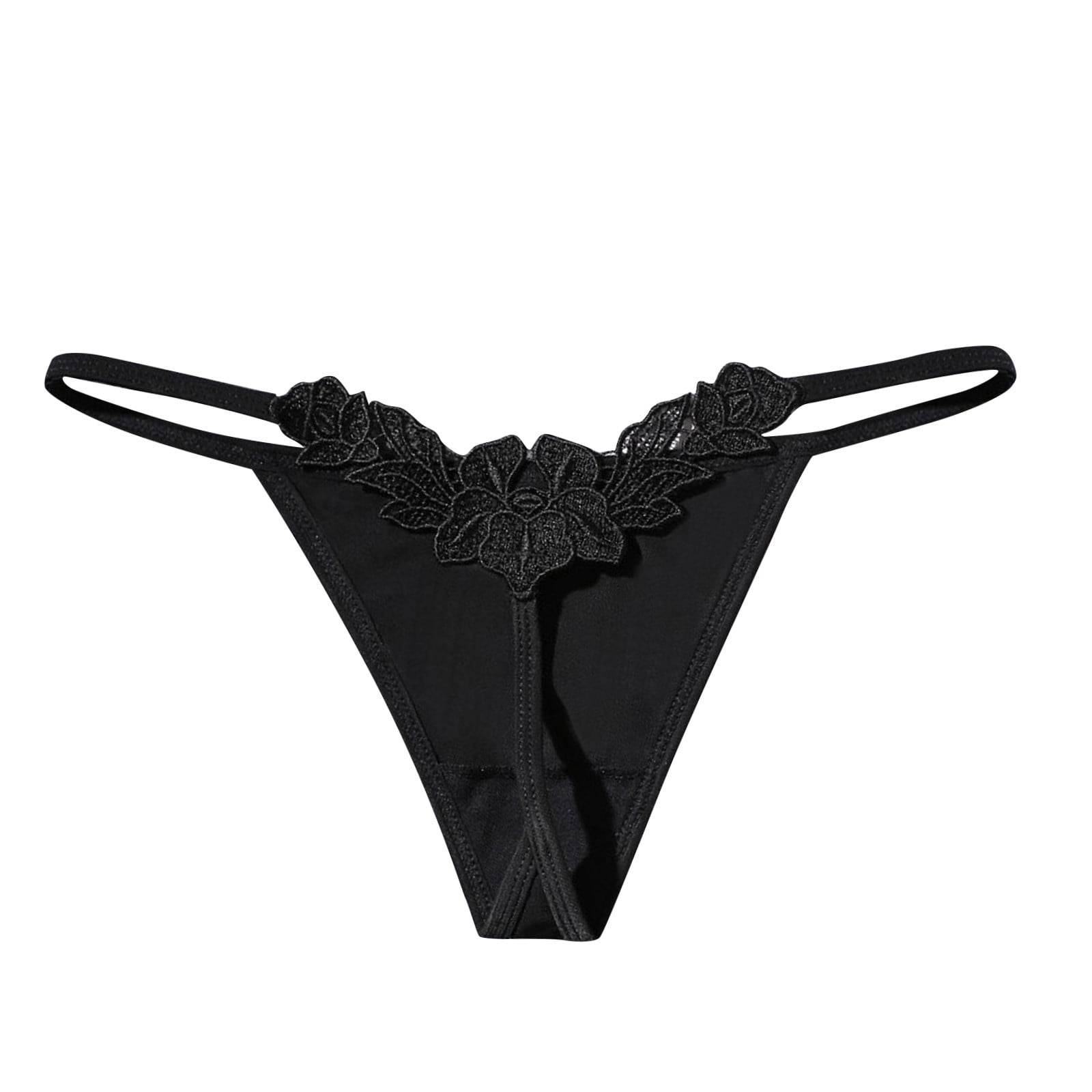 OVTICZA Sexy T-Back G-String Thongs for Women Plus Size Tangas Stretch Low  Rise Panties Underwear XL Black 