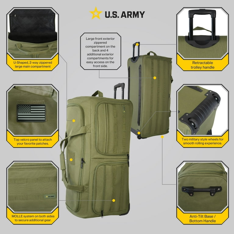 US ARMY ROMEO 36-inch XL Tactical Rolling Duffel Green