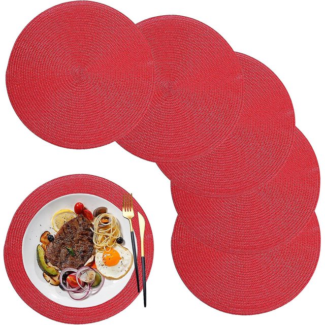 Juego de manteles individuales de 6,12,6 pulgadas, manteles individuales redondos, manteles individuales de plástico de polipropileno lavables para cocina, comedor, fiestas, bodas