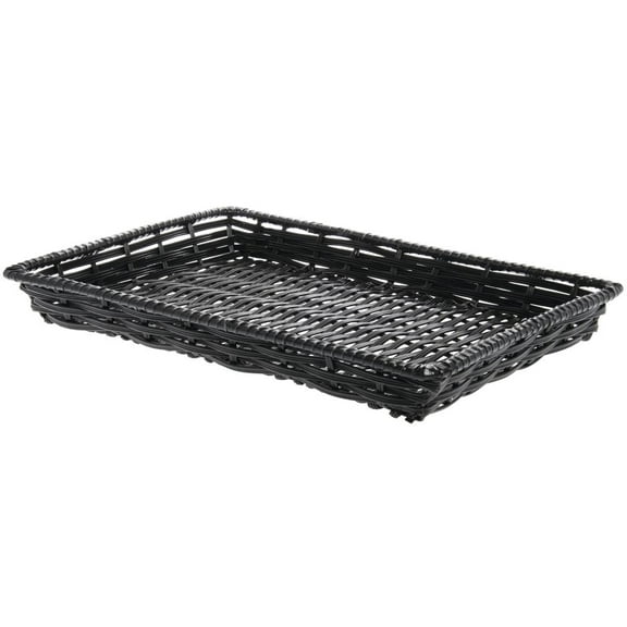 HUBERT Wicker Storage Basket Black Plastic - 13" L x 18" W x 2" H