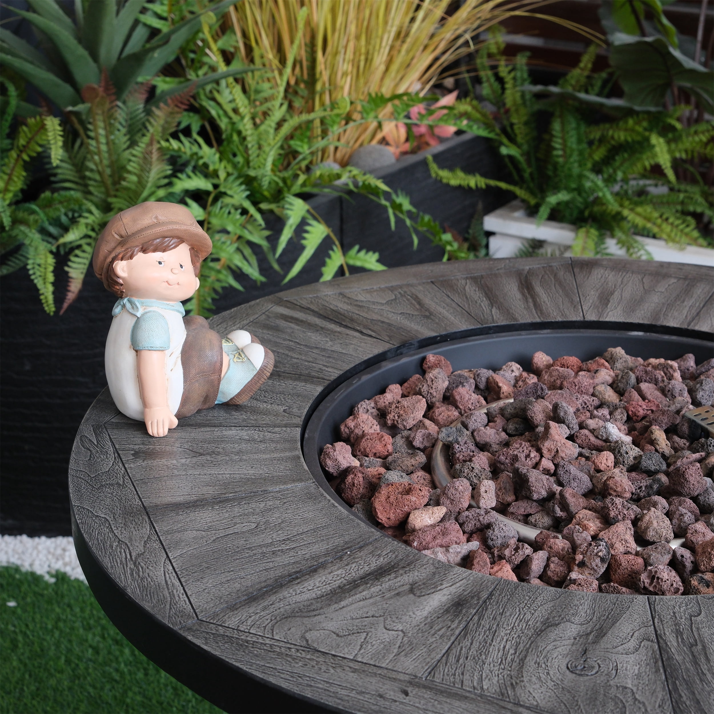 KT Parts Propane Fire Pit Table 50000 BTU, 36 Inch Round Outdoor Gas Fire Pit with Lava Rocks and Waterproof Cover, Smokeless Fire Table for Patio Backyard Garden
