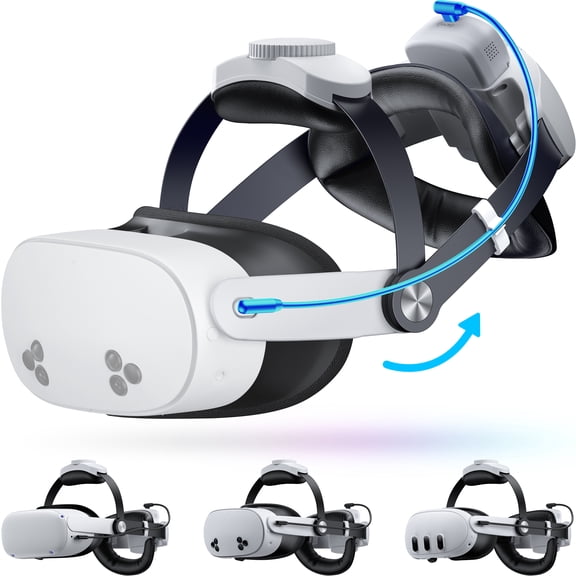 EUROA VR Head Strap for Oculus Quest 3S/3/ 2 with 10000mAh Rechargeable Battery, Adjustable Elite Strap, VR Accessories