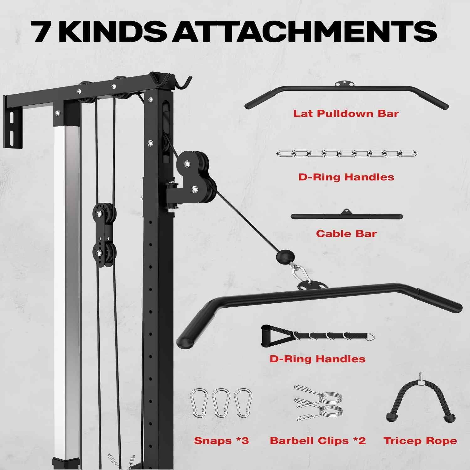 Cable Crossover Machine,Lat Pull Down Machine with Adjustable 16 Positions Dual Pulley System,Wall Mounted Pulley Tower functional traine for Home Gym Fitness
