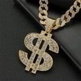 thumbnail image 3 of Hip Hop Currency Design Pendant Necklace With 15mm Crystal Cuban Chain HipHop Iced Out Bling Necklaces Men Women Fashion Charm Jewelry, 3 of 6
