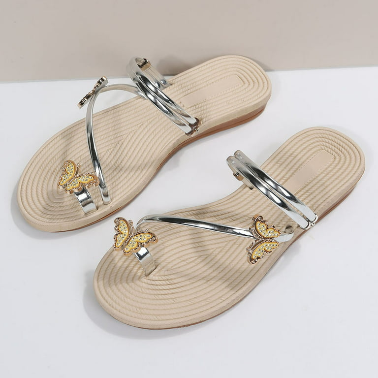  eczipvz Womens Sandals for Dressy Summer, Orthotic Wedge Slip  On Flip Flops Arch Surpport Orthopedic Travel Anti-Slip Slipper Beige :  Sports & Outdoors