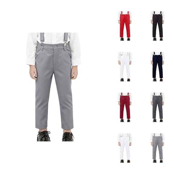 Boys Flat Front Dress Pants Kids School Uniform Pants Stretch Cotton Chino Relaxed Fit Trousers Casual Pull on Pant