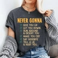 thumbnail image 3 of Lionel Richie Never Gonna - 80's Music Retro Lyrics T-Shirt Unisex, Sizes S-5XL, Tbun, 3 of 5