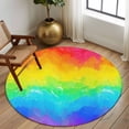 thumbnail image 3 of Rainbow Oil Painting Large Area Rugs for Bedroom Living Room, Soft Non Slip Carpet Bedside Rug, Watercolor Colorful Abstract Art Round Floor Cover Kitchen Accent Rug 5' for Dining Room/Office, 3 of 9
