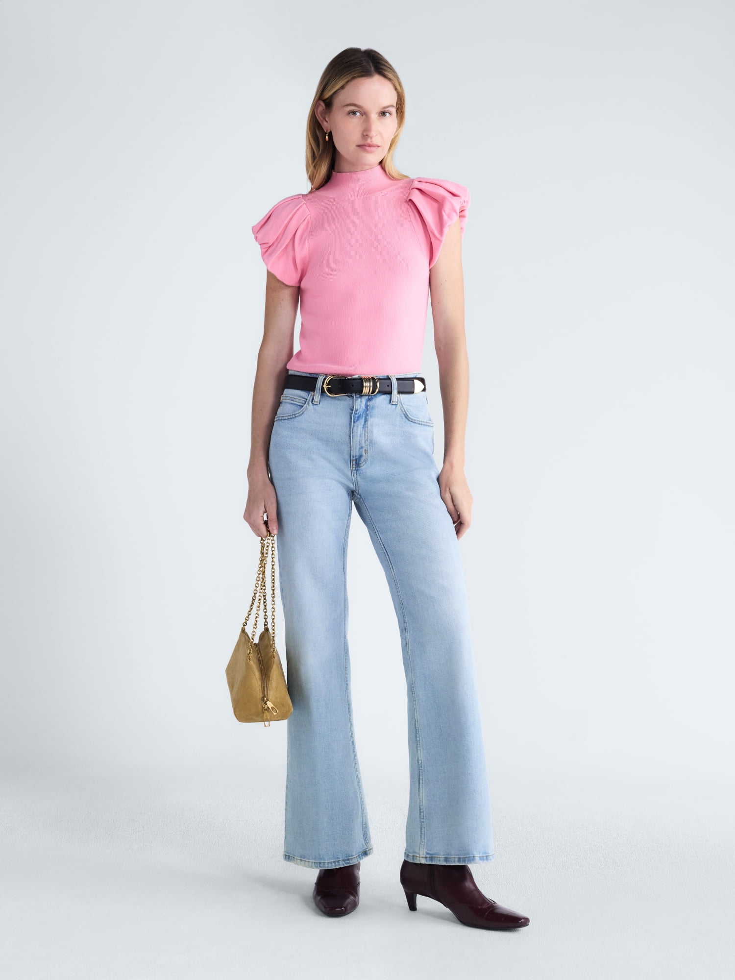 Scoop Women’s and Women’s Plus High Rise Creased Flare Jeans, 30'' Inseam, Sizes 0-28W