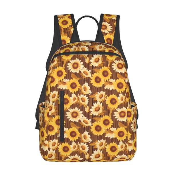 Disketp Vintage Wood Grain Sunflower B Mochila Ligera e Impermeable, Mochila de Día Resistente para Viajes, Senderismo y Uso Diario para Hombre y Mujer