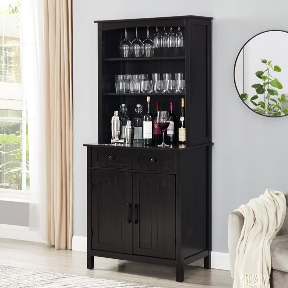 Gramercy Way Jill Zarin Black China Cabinet with Wood Doors