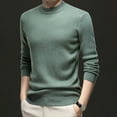 thumbnail image 4 of TFEOQRY Men's Crew Neck Sweater Solid Color Knit Long Sleeve Thicken Casual Pullover Fall Winter Warm Top Green, 4 of 6