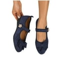 thumbnail image 4 of Miluxas Womens Mary Jane Shoes Comfortable Strap Flats Dressy Casual Ballet Flats Shoes Floral Buckle Round Toe Flats Shoes for Women Dark Blue 6.5(38), 4 of 9