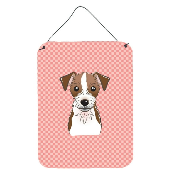 Carolines Treasures BB1202DS1216 Checkerboard Pink Jack Russell Terrier Wall and Door Hanging Prints