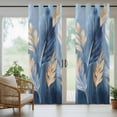thumbnail image 6 of Gold White Feather Outdoor Curtains for Patio Waterproof, Modern Oil Painting Grommet Curtains for Porch Outside Privacy Drape for Gazebo Garden Pergola, 1 Panel, 54x95in, 6 of 9