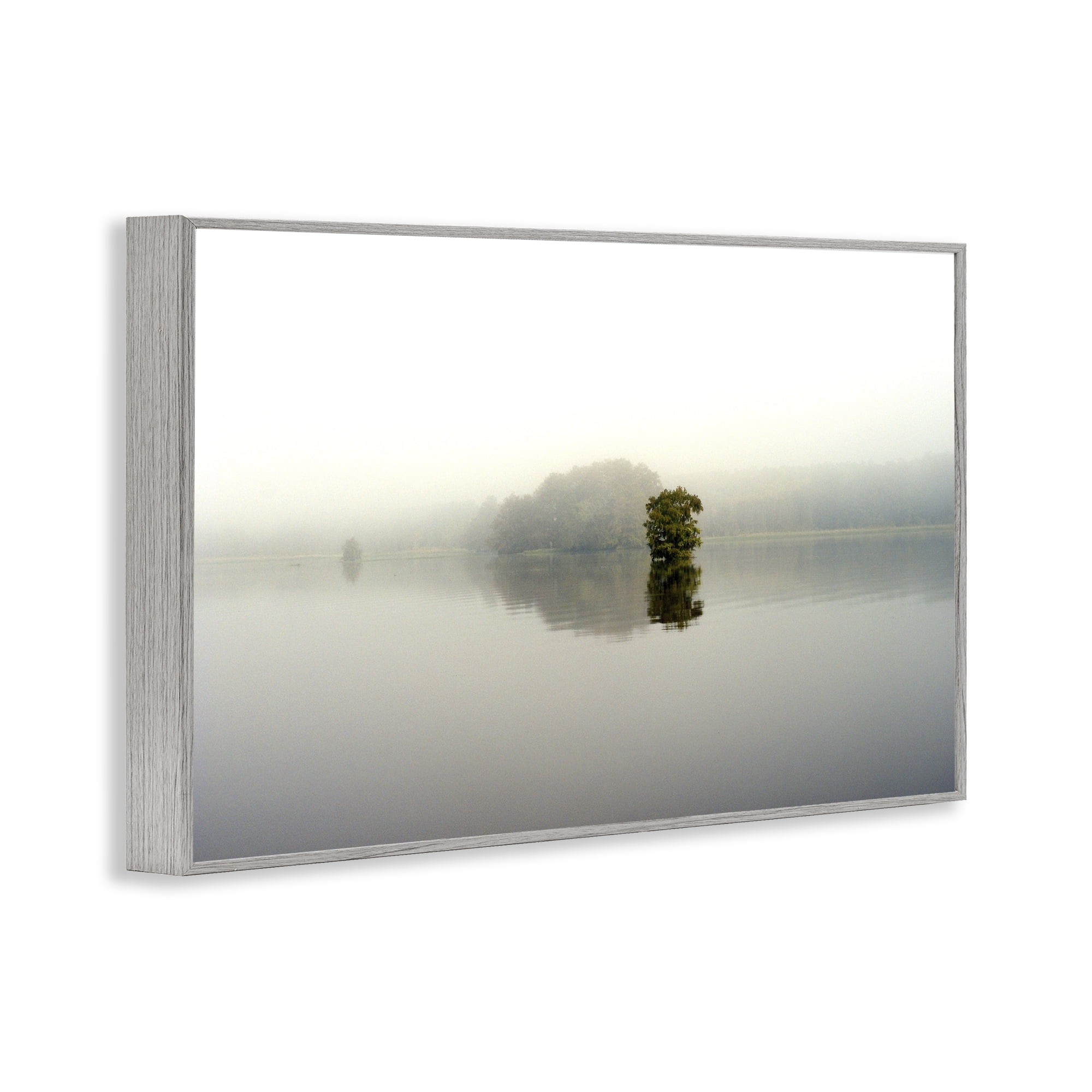 Stupell Industries Misty Lake Reflection Gray Framed Giclee Art, design by Gail Peck
