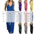 thumbnail image 3 of IUYRTFE Women V Neck Cinched Waist Wide Leg Jumpsuit Solid Color Sleeveless Romper for Summer Party Vacation Wear, 3 of 5