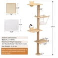 thumbnail image 2 of Pefilos 69" Wall Mounted Cat Tree for Indoor Cats 4-Tier Floor Tall Kitty Climbing Activity Center with Scratching Post, Cat Tree Tower with Hammock, Dangling Ball Upgraded, Beige, 2 of 15